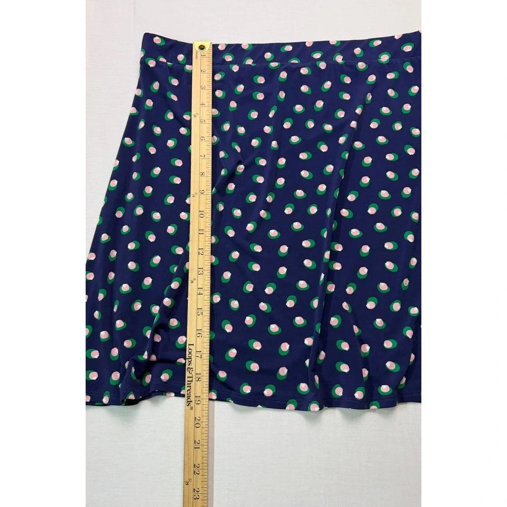 Leota Skirt Women XL‎ Blue Pink Green Polka Dot A-Line Stretch Casual Active